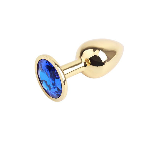Plug Anal Dorado con Gema Azul