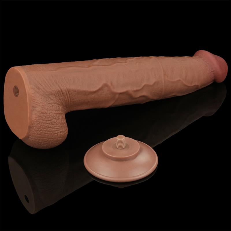 Dildo Dual Density Piel Deslizante Retractil 135