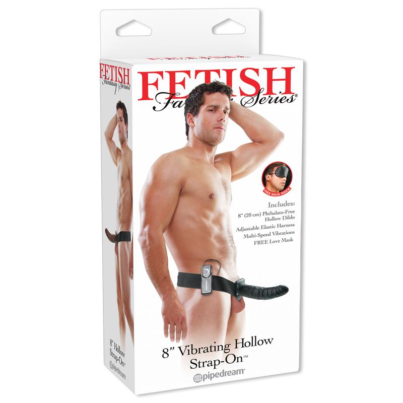 Arnes con Dildo Hueco y Vibracion 8 Negro