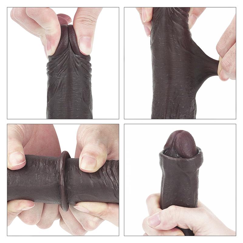 Dildo con Piel Retractil 7 Negro