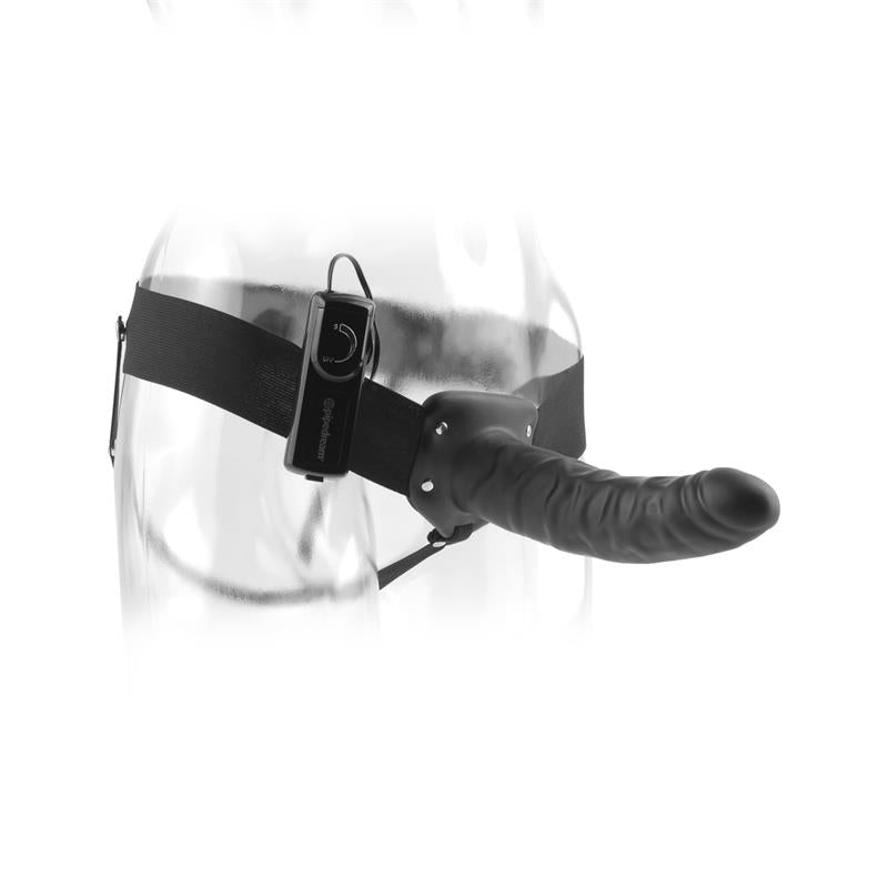 Arnes con Dildo Hueco y Vibracion 8 Negro