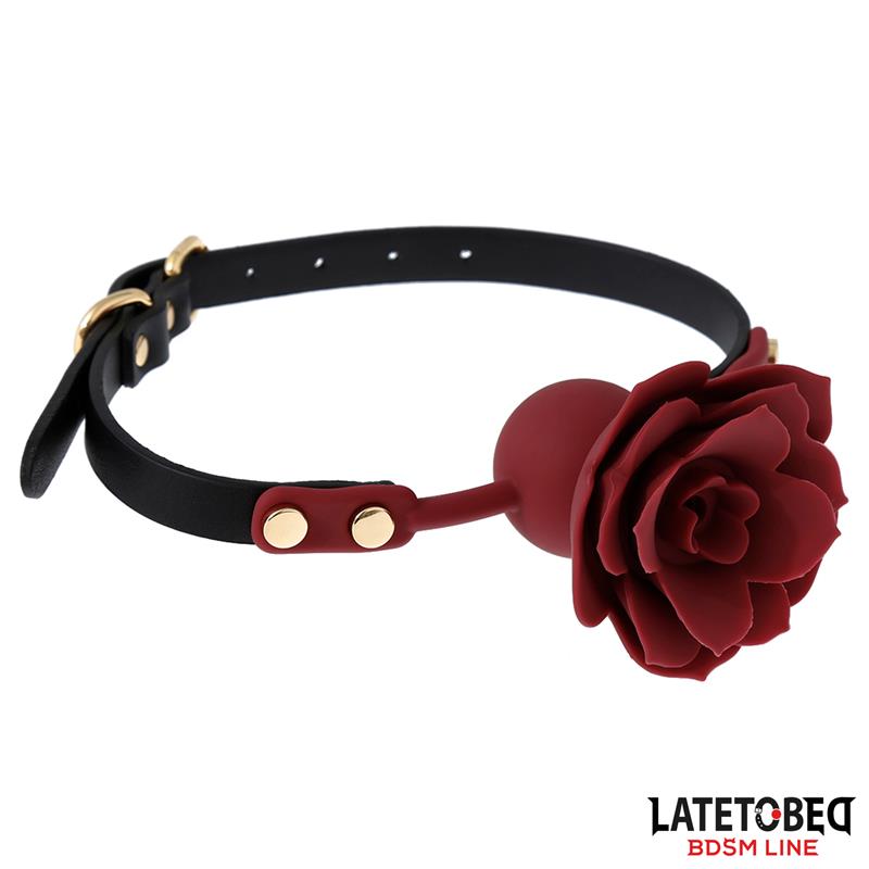 Mordaza Bola Silicona Transpitable Adorno Rosa Ajustable 47 56 cm