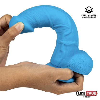 Dildo Realista Silicona Liquida Dual Layer 8 Azul