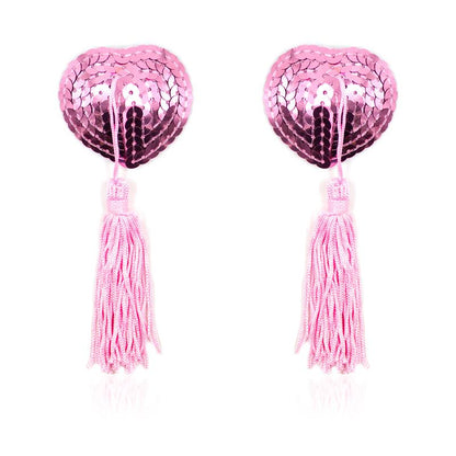 Pezoneras Autoadhesivas Forma de Corazon con Lentejuelas Rosa