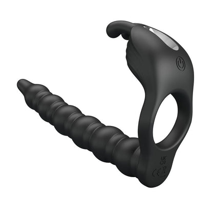 Blackney Anillo Vibrador con Plug Silicona Negro