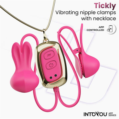 Tickly Pinzas para Pezones con Vibracion Control y Collar con APP
