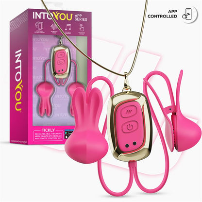 Tickly Pinzas para Pezones con Vibracion Control y Collar con APP