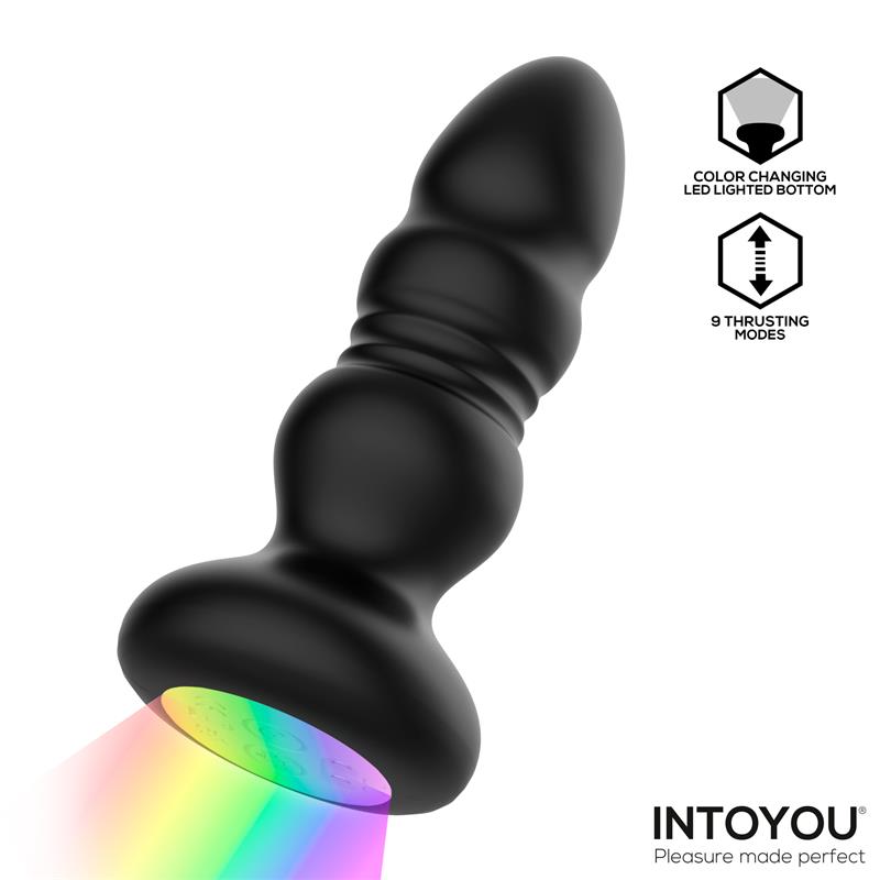 Krax Plug Anal con Vibracion Thrusting y Luz Led con Control Remoto