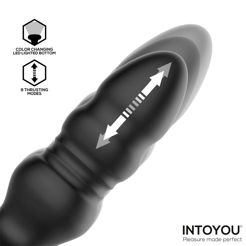 Krax Plug Anal con Vibracion Thrusting y Luz Led con Control Remoto