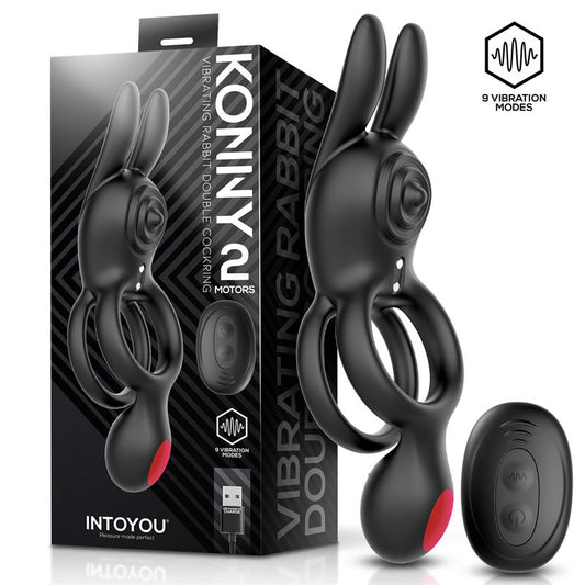 Konny Anillo Vibrador Doble con Conejito y Control Remoto